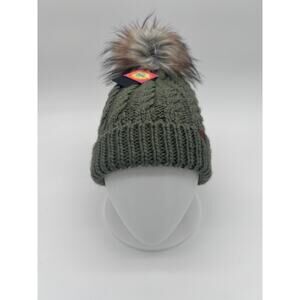 DAVID and YOUNG Knit Hat Women's One Size Cap/ Beanie Sage Green Fur